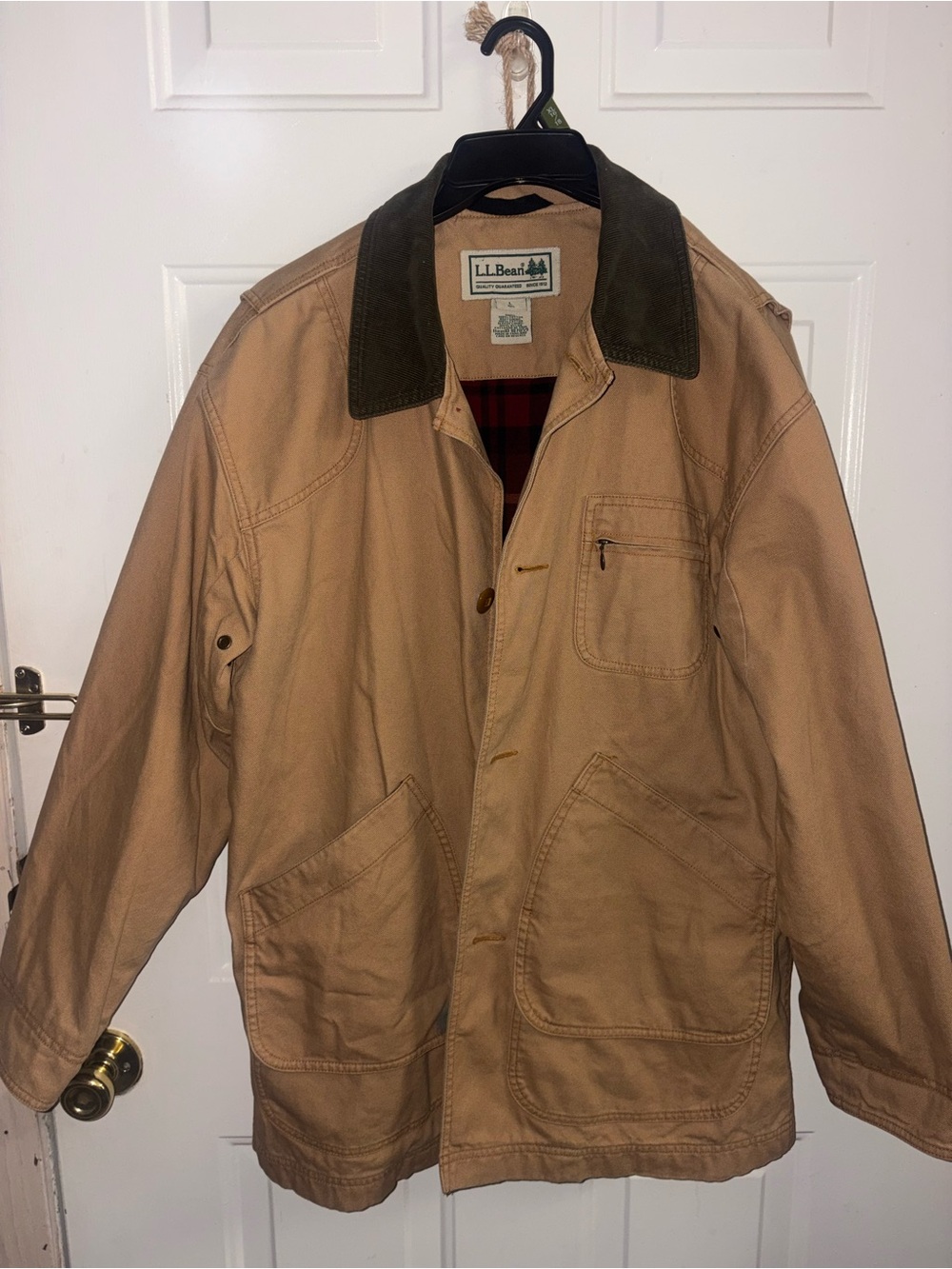 L.L. Bean Men’s Vintage Original Field Coat with Dark Olive Green Collar